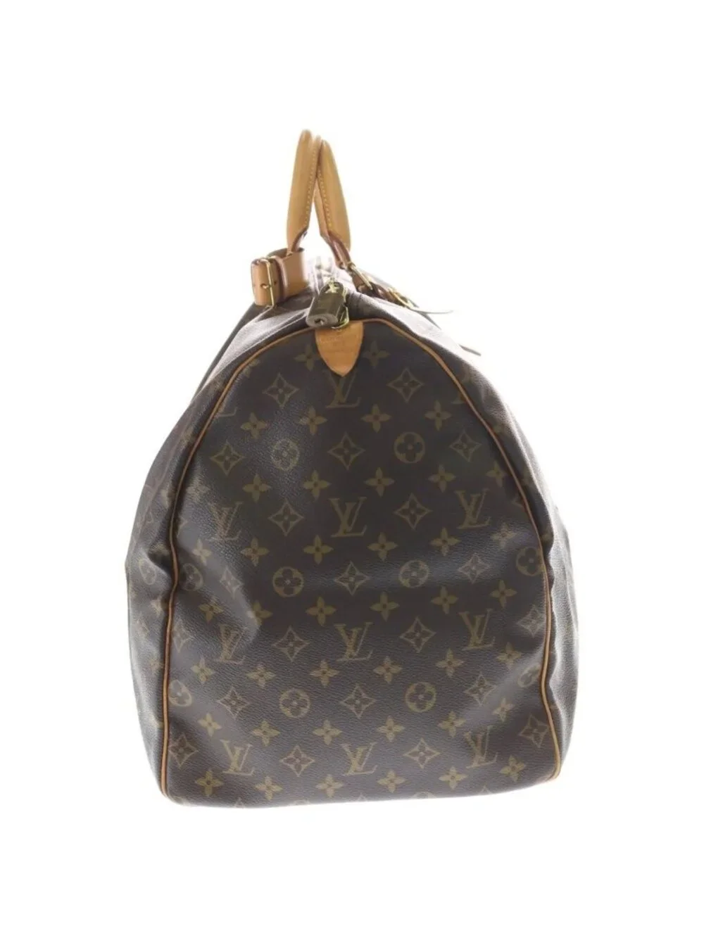 Louis Vuitton Monogram Keepall 60 Boston Bag Brown Leather